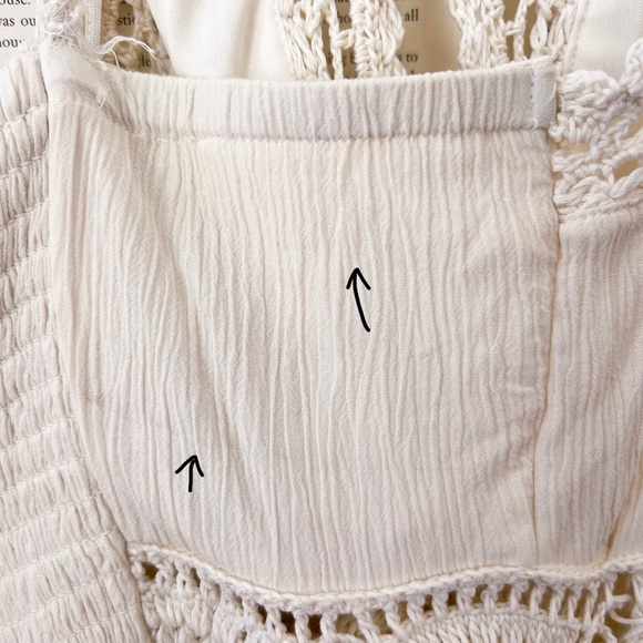 AMERICAN EAGLE Cream Crochet Bohemian Romper - Picture 15 of 16